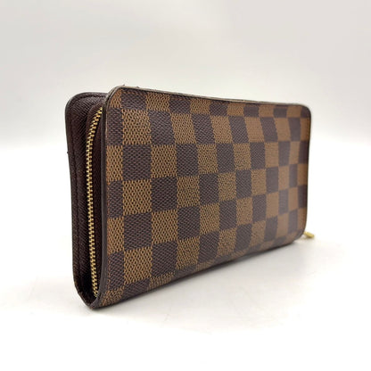 Louis Vuitton Porto Monnaie Zip Damier Ebene Brown Round Zippy Wallet Gold — view 2