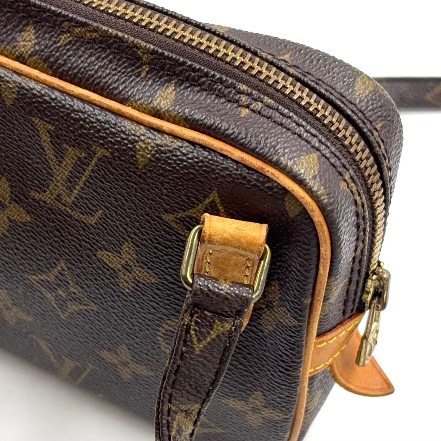 Louis Vuitton Marly Bandouliere Monogram Leather Brown Light Shoulder Bag Gold — view 8
