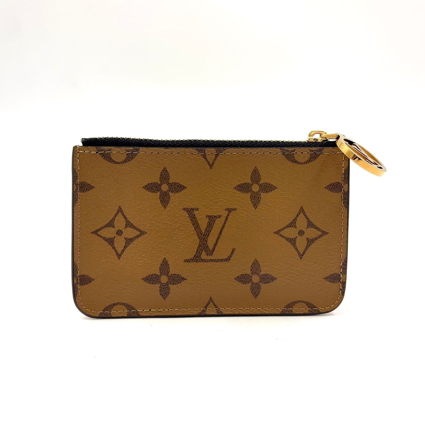 Louis Vuitton Card Case Romy Coin Purse Leather Brown Black Gold