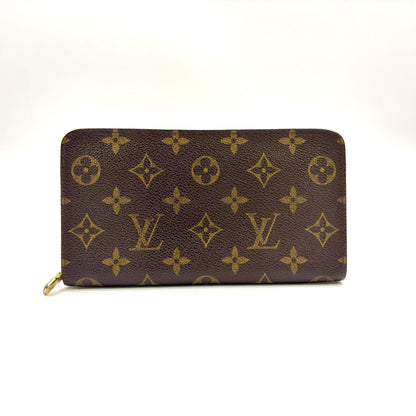 Louis Vuitton Porto Monnaie Zip Monogram Leather Brown Round Zippy Wallet Gold