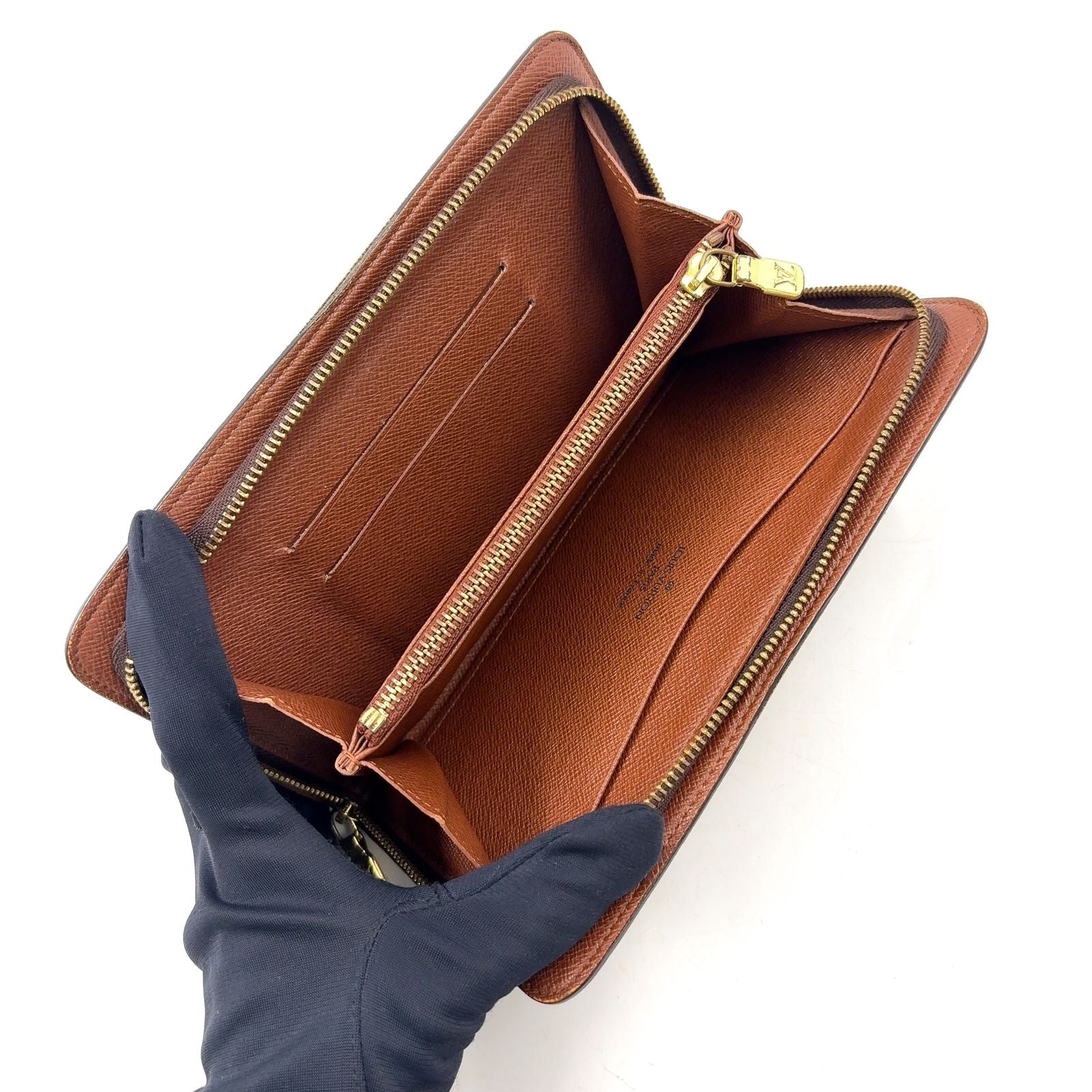 Louis Vuitton Porto Monnaie Zip Monogram Leather Brown Round Zippy Wallet Gold — view 3