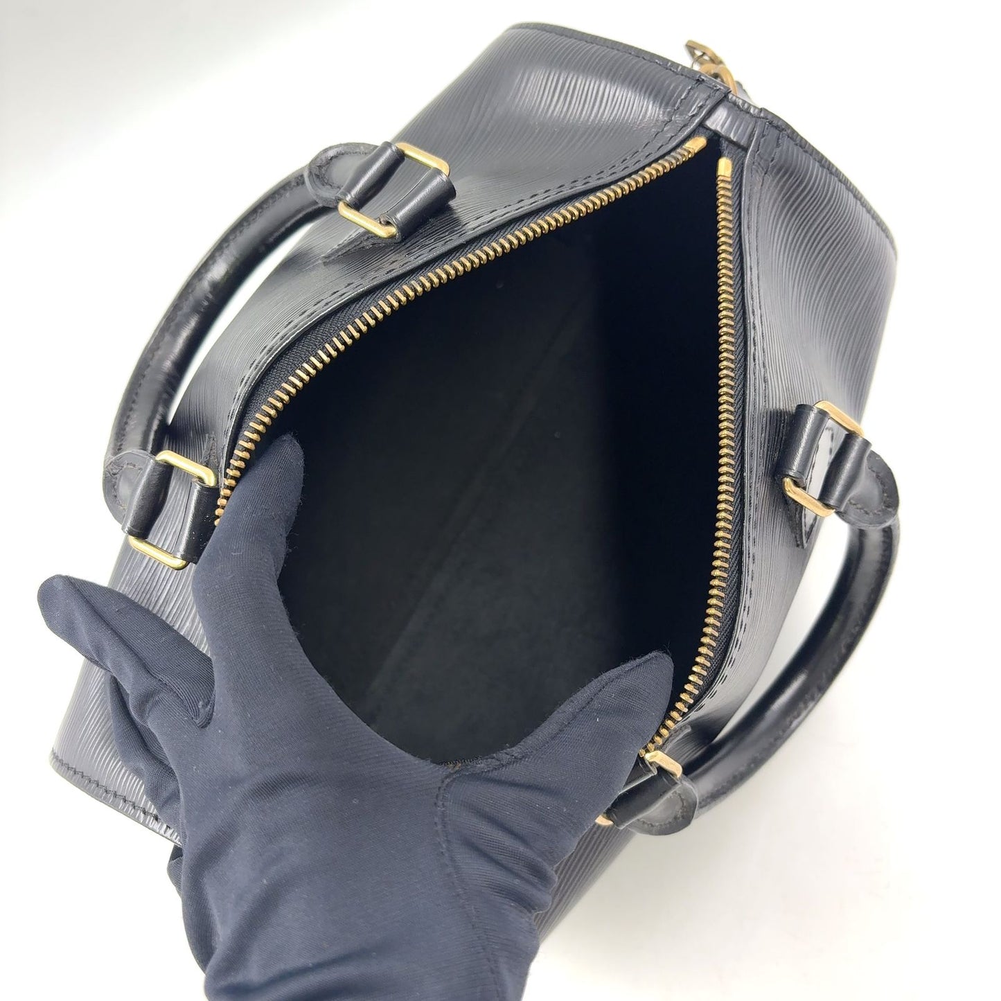 Louis Vuitton Speedy 25 Epi Noir Leather Black Handbag Gold — view 3