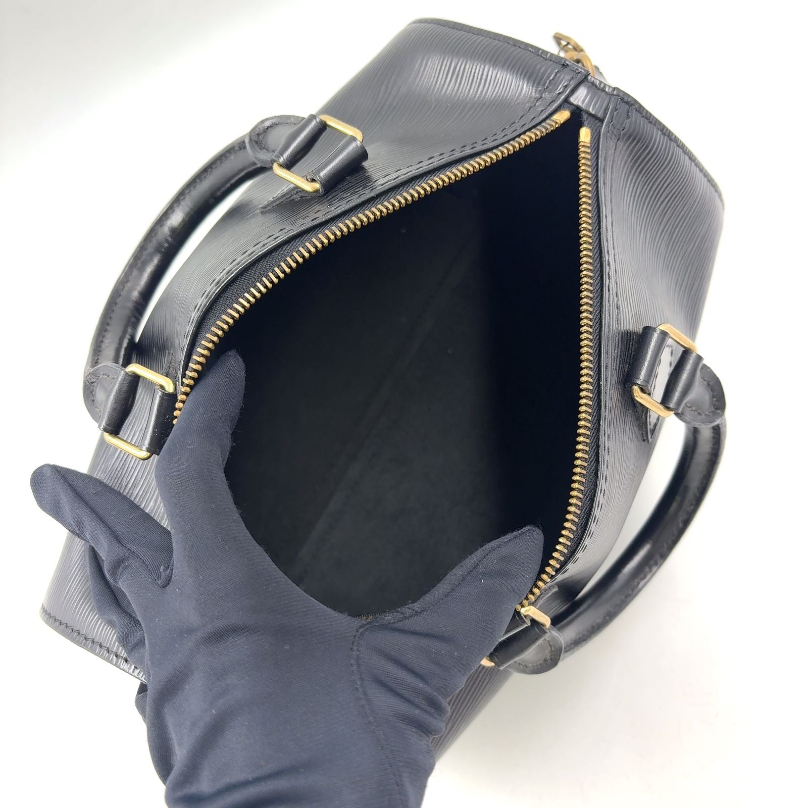 Louis Vuitton Speedy 25 Epi Noir Leather Black Handbag Gold — view 3