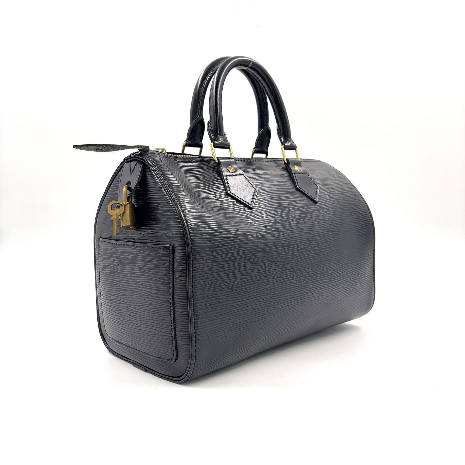 Louis Vuitton Speedy 25 Epi Noir Leather Black Handbag Gold — view 2