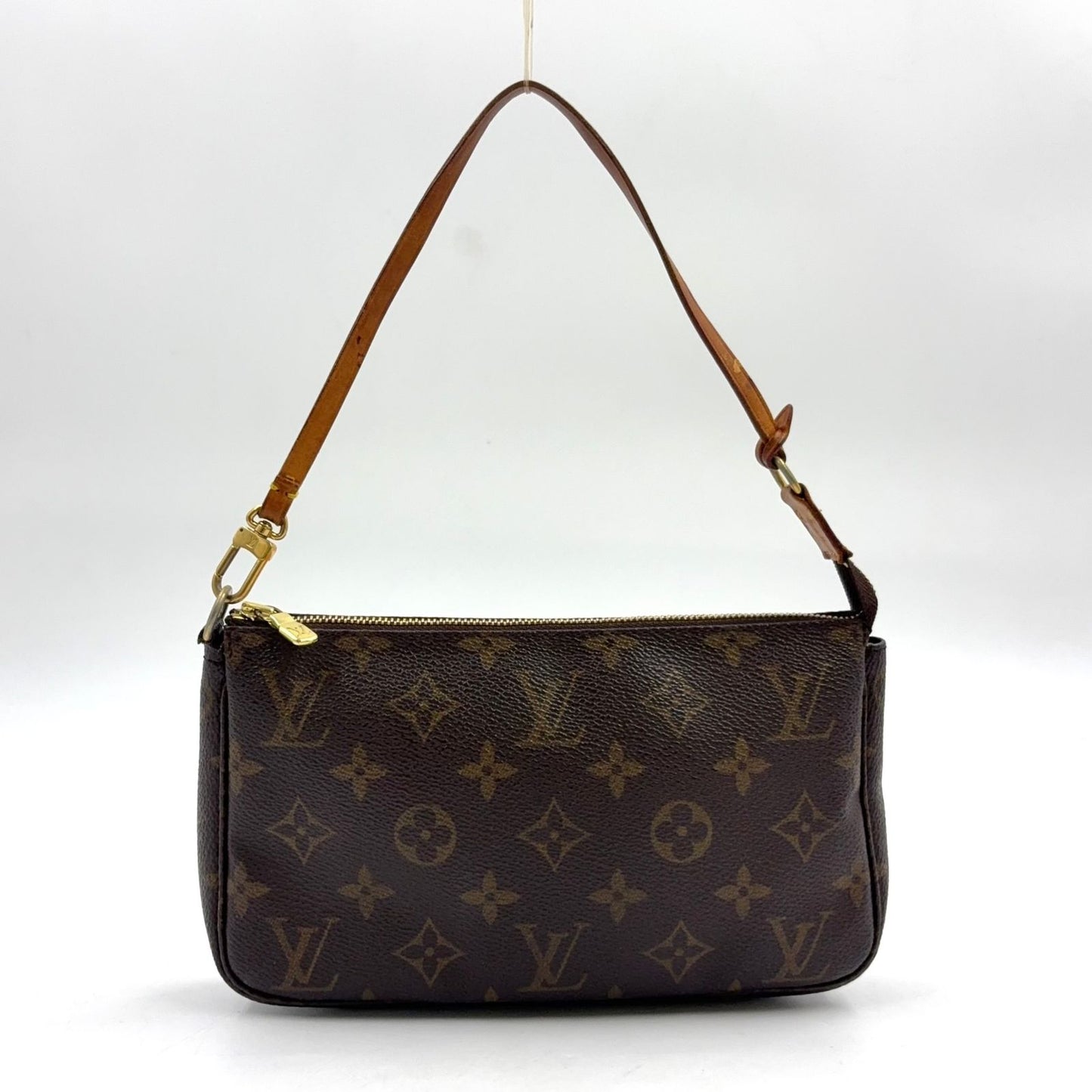 Louis Vuitton Pochette Accessoires Monogram Leather Brown Light Handbag Gold