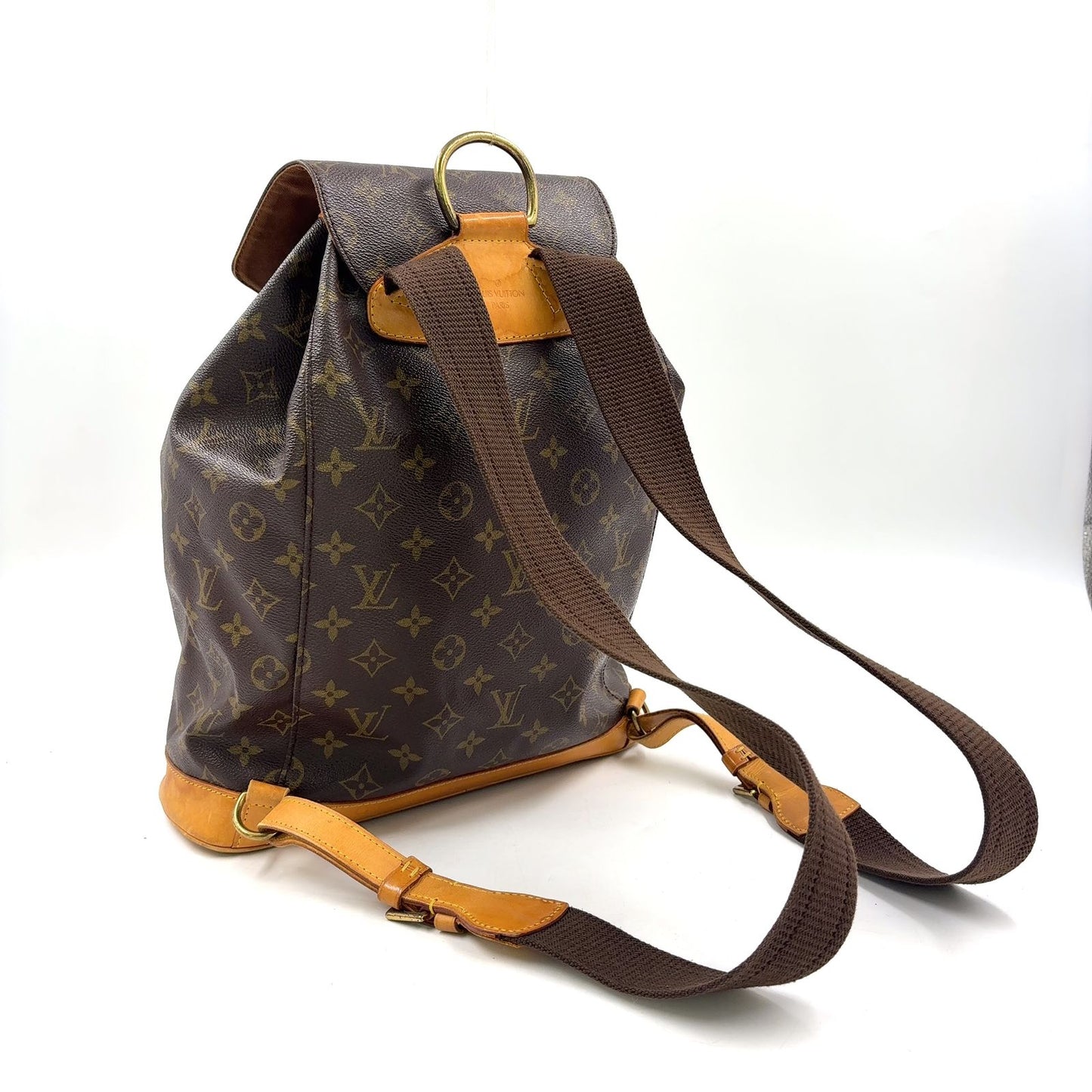 Louis Vuitton Montsouris GM Monogram Leather Brown Light Backpack Gold — view 2