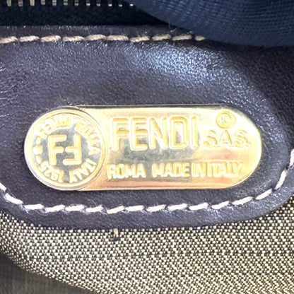 Fendi Zucca Pattern Leather Canvas Brown Black Bag Gold — view 4