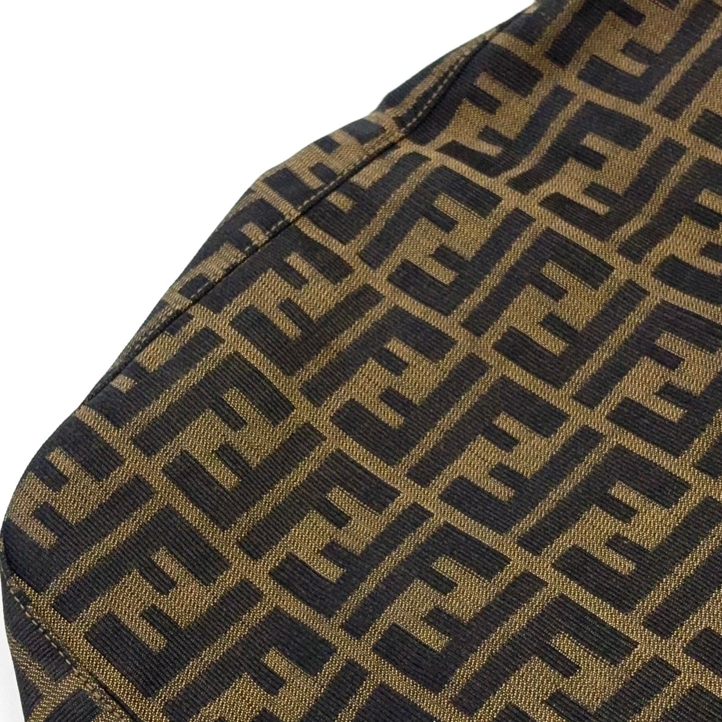 Fendi Zucca Pattern Leather Canvas Brown Black Bag Gold — view 7