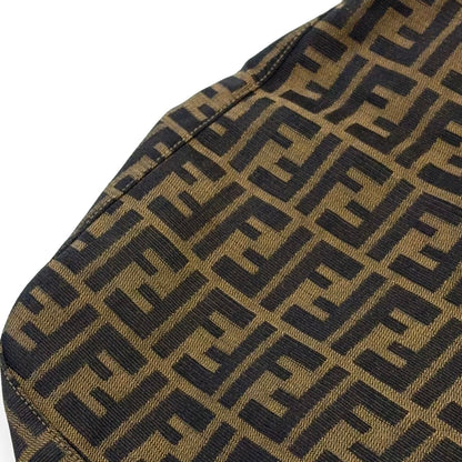 Fendi Zucca Pattern Leather Canvas Brown Black Bag Gold — view 7