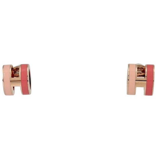 Hermes Mini Pop H Earrings H Logo Metal Pink