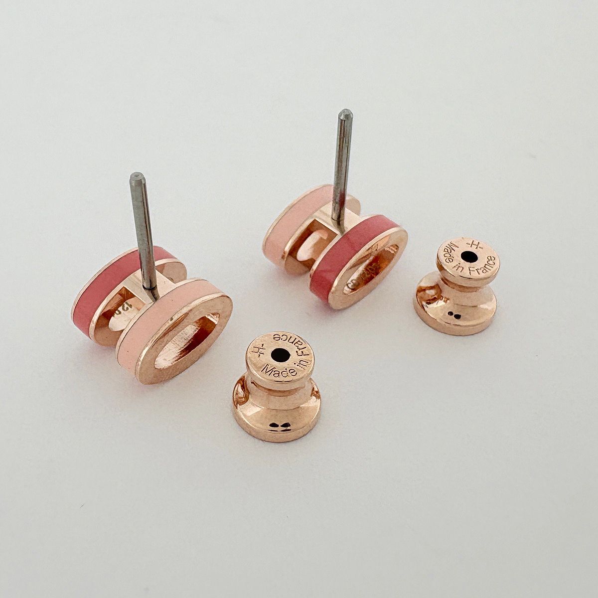 Hermes Mini Pop H Earrings H Logo Metal Pink — view 3