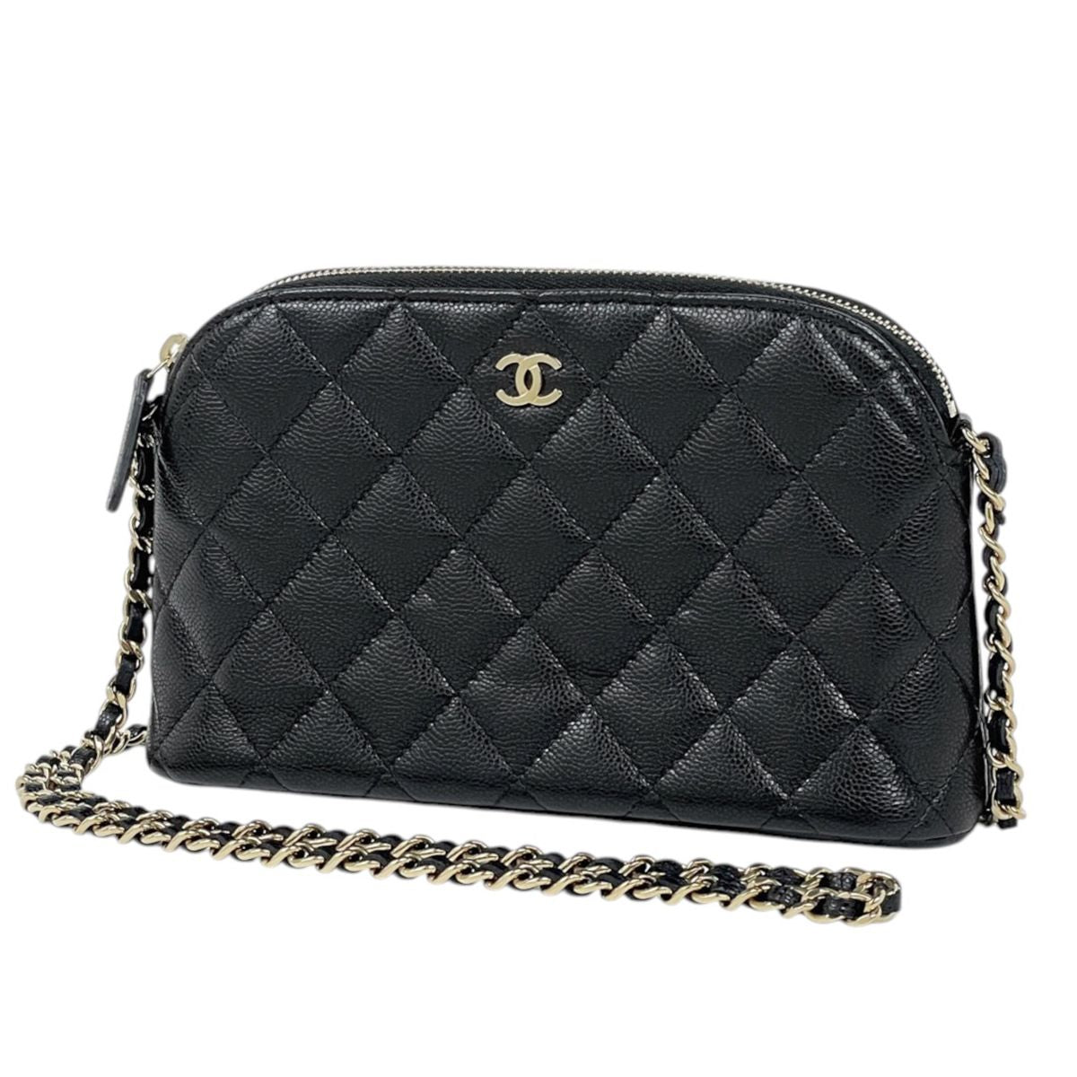 Chanel Shoulder Bag CC Logo Caviar Leather Black