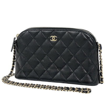 Chanel Shoulder Bag CC Logo Caviar Leather Black
