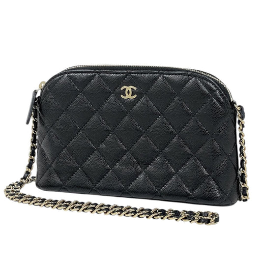 Chanel Shoulder Bag CC Logo Caviar Leather Black