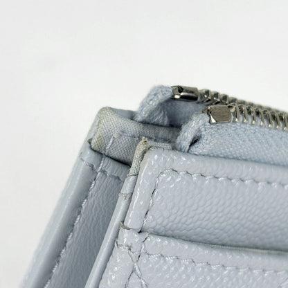Chanel Card Case CC Logo Quilted Coin Purse Caviar Leather Light Blue — view 6