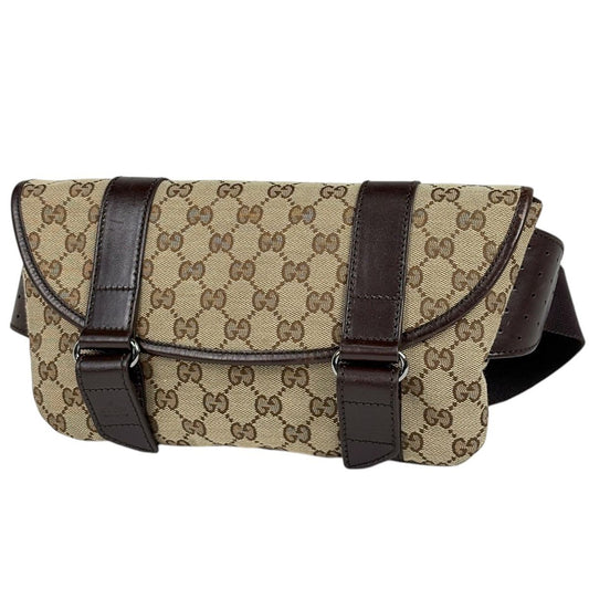 Gucci Belt Bag GG Pattern Waist Canvas Beige Brown