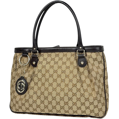 Gucci Tote Bag GG Pattern Sukey Canvas Beige Brown