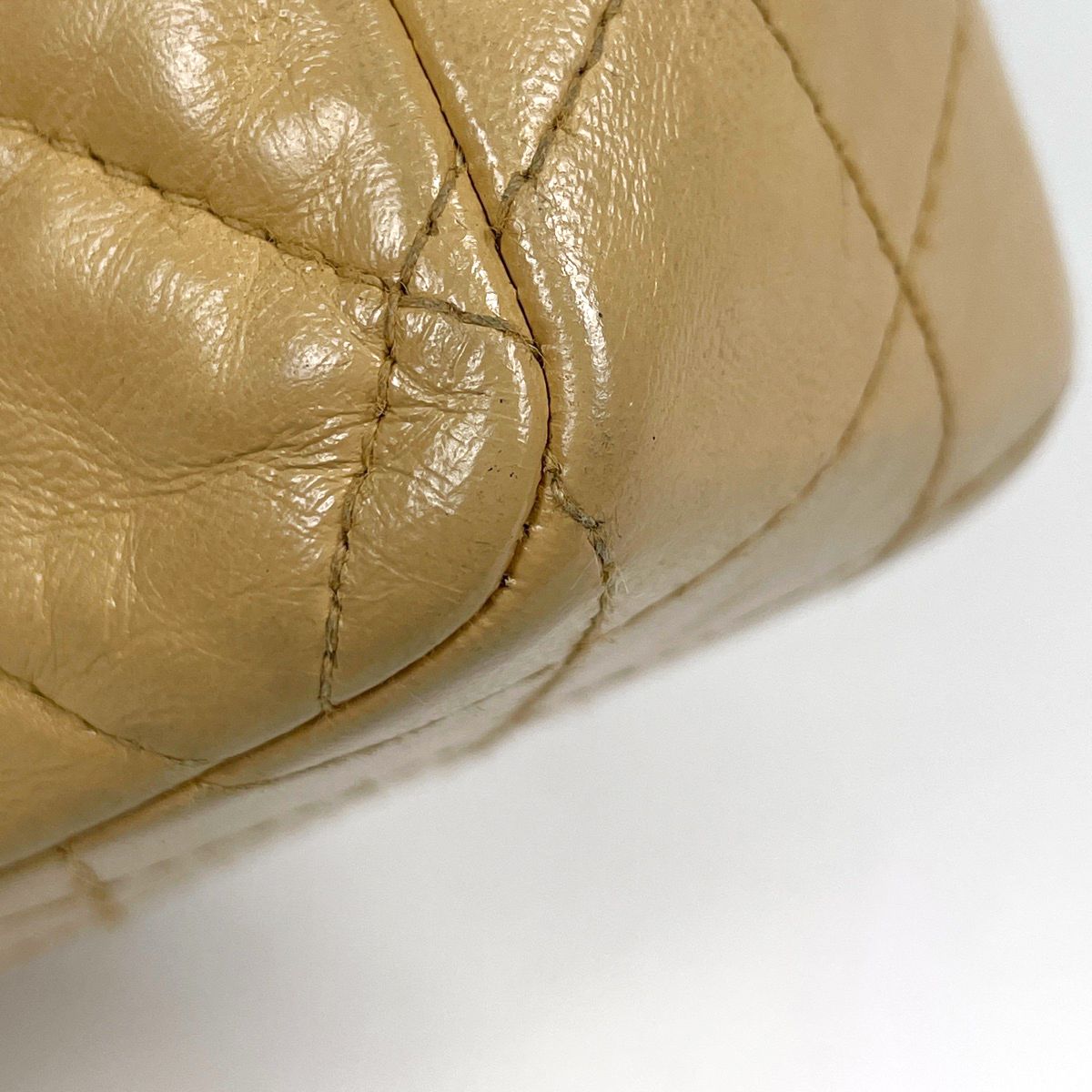 Chanel Mini Quilted Shoulder Bag CC Logo Single Flap Leather Beige — view 3