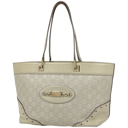 Gucci Tote Bag Guccissima GG Pattern Leather White