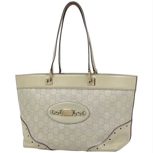 Gucci Tote Bag Guccissima GG Pattern Leather White
