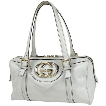Gucci Handbag GG Logo Interlocking G Leather White