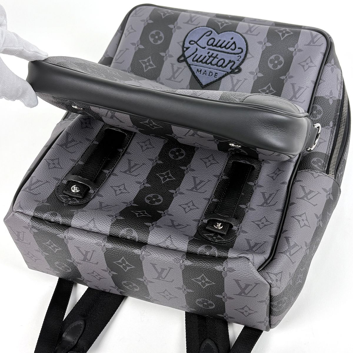 Louis Vuitton Modular Backpack Monogram Stripe 2-Way Eclipse Black Gray — view 6