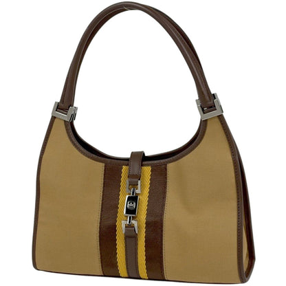Gucci Handbag Jackie Line Sherry Web Canvas Brown Yellow