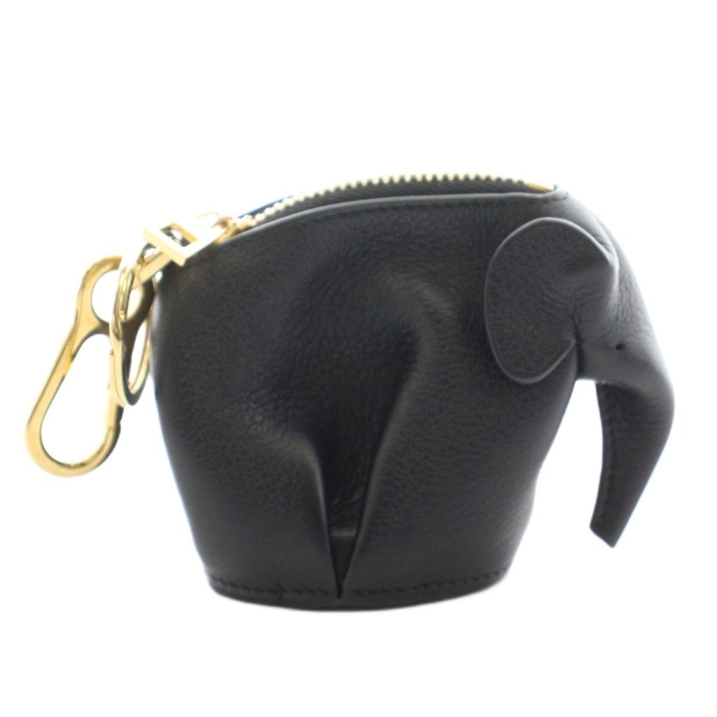 Loewe Elephant Charm Coin Purse Leather Black — view 3