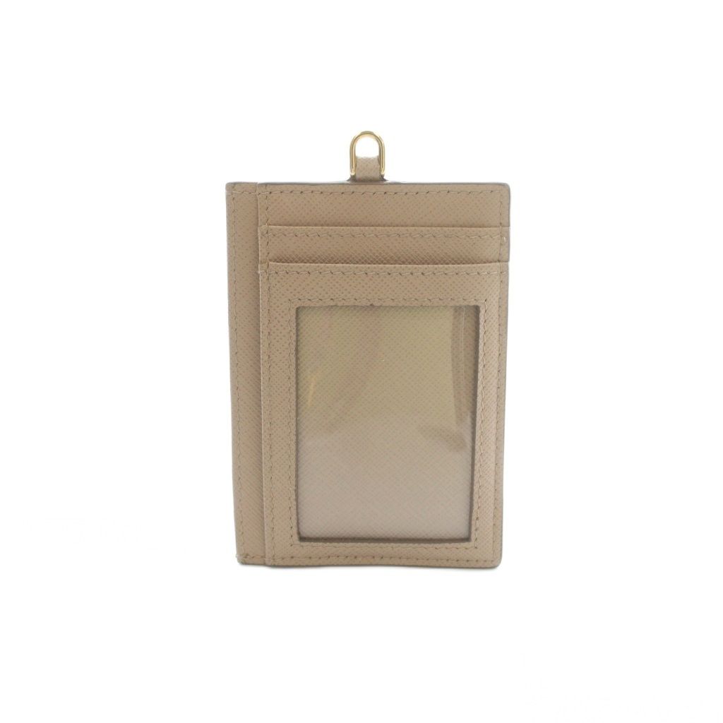 Prada Neck Holder Pass Case Leather Beige Pink — view 3