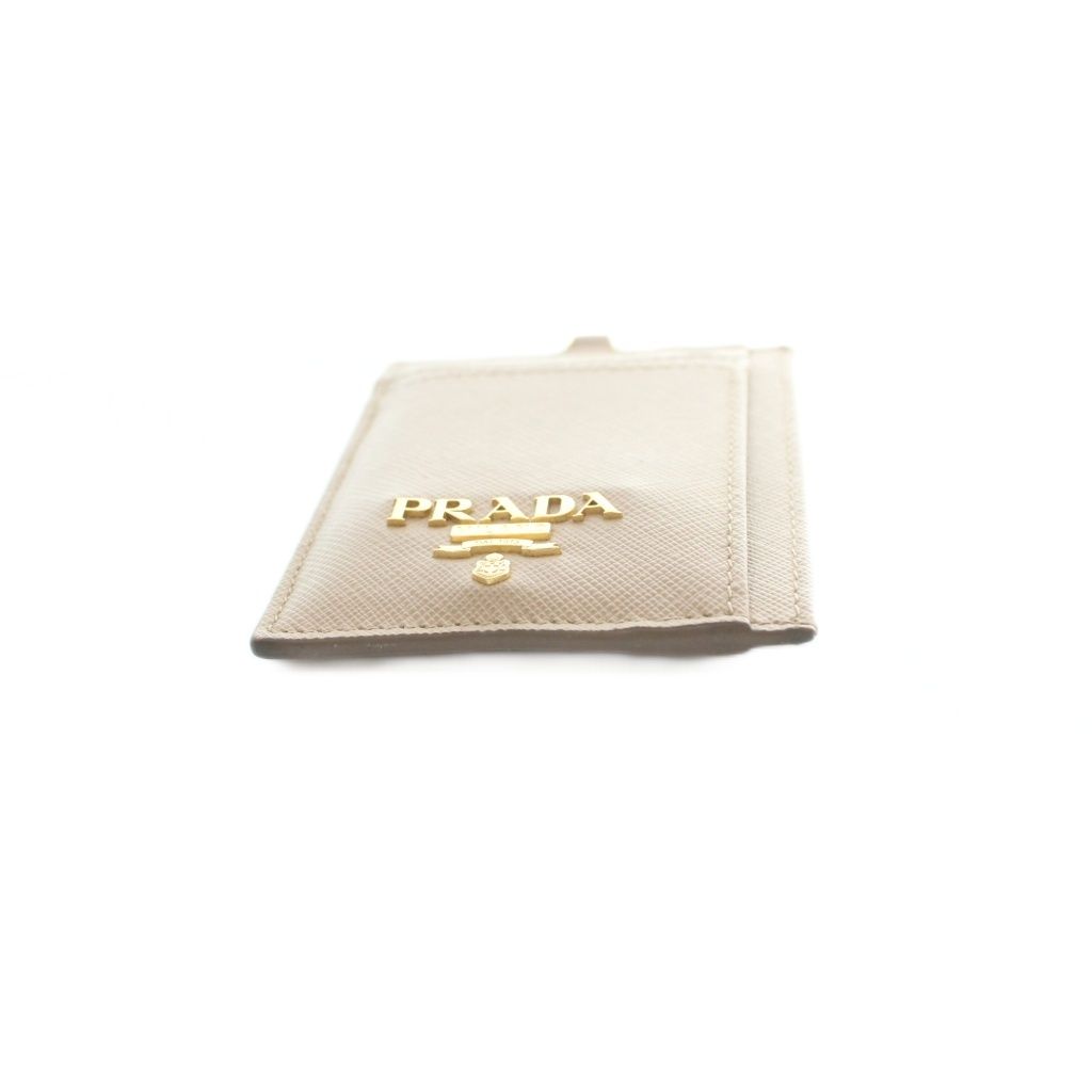 Prada Neck Holder Pass Case Leather Beige Pink — view 5
