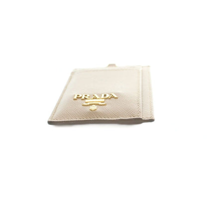 Prada Neck Holder Pass Case Leather Beige Pink — view 5
