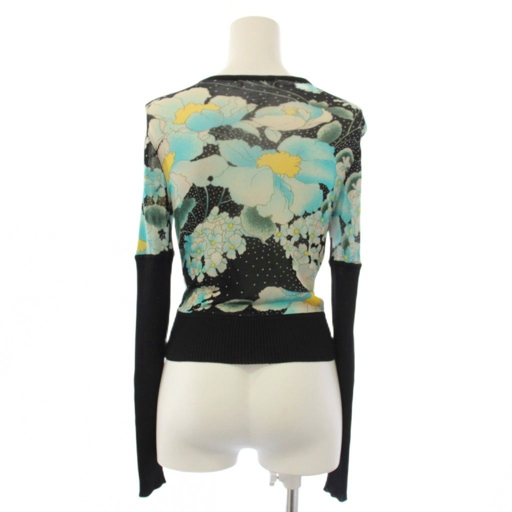 Dior Galliano Era Ensemble Knit Cardigan Sleeveless Top Floral Black — view 4