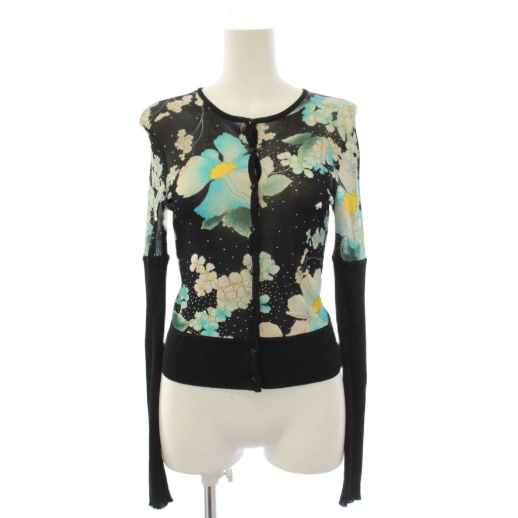 Dior Galliano Era Ensemble Knit Cardigan Sleeveless Top Floral Black — view 2