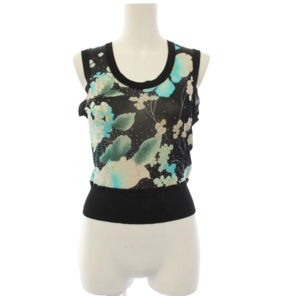 Dior Galliano Era Ensemble Knit Cardigan Sleeveless Top Floral Black — view 5