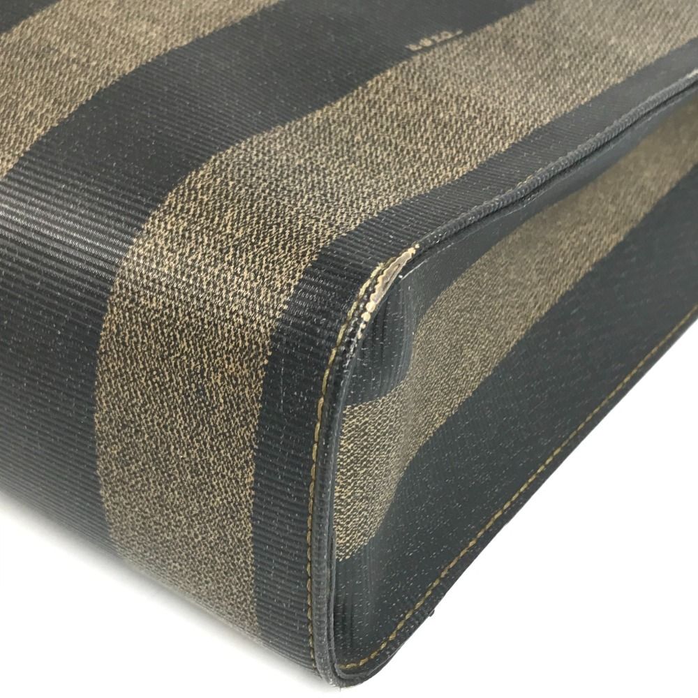 Fendi Handbag Pecan Logo Stripe Leather Khaki — view 6