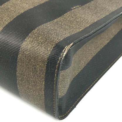 Fendi Handbag Pecan Logo Stripe Leather Khaki — view 6