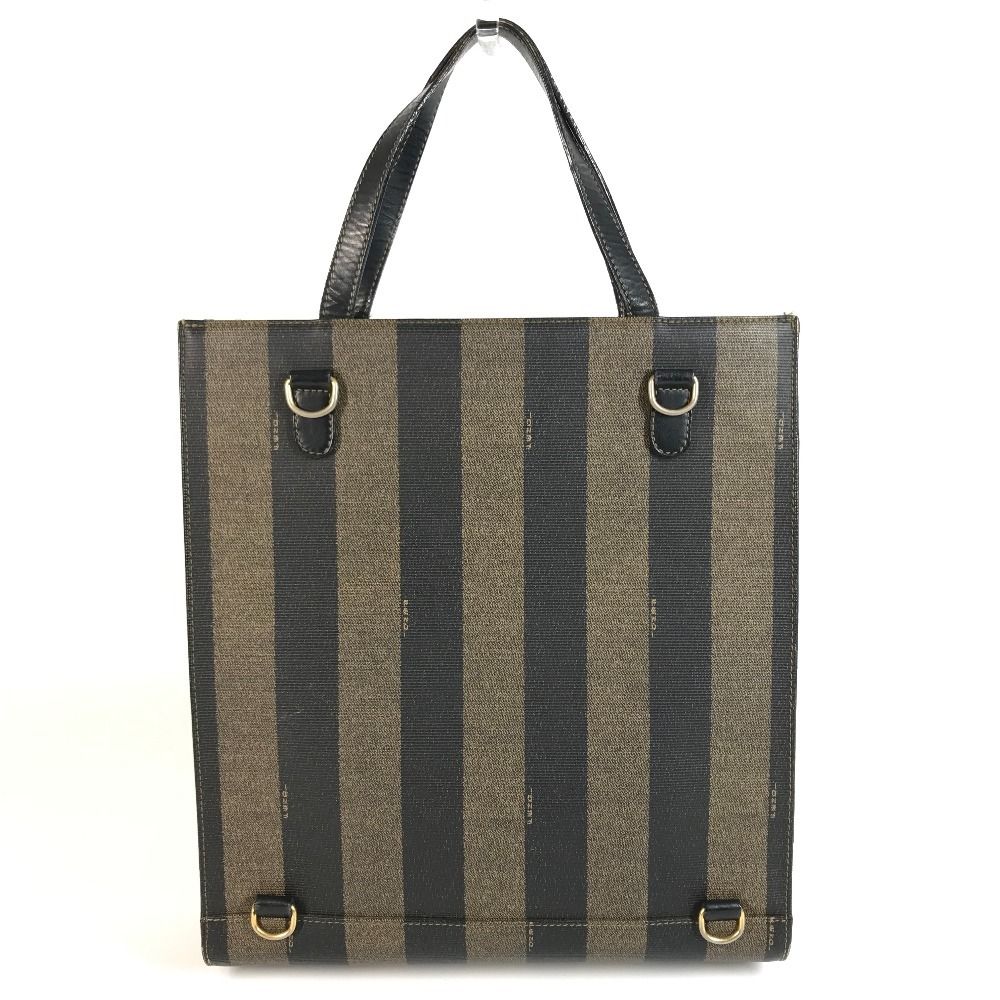 Fendi Handbag Pecan Logo Stripe Leather Khaki — view 2