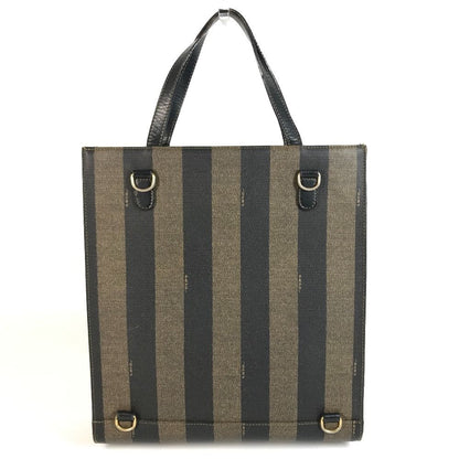 Fendi Handbag Pecan Logo Stripe Leather Khaki — view 2