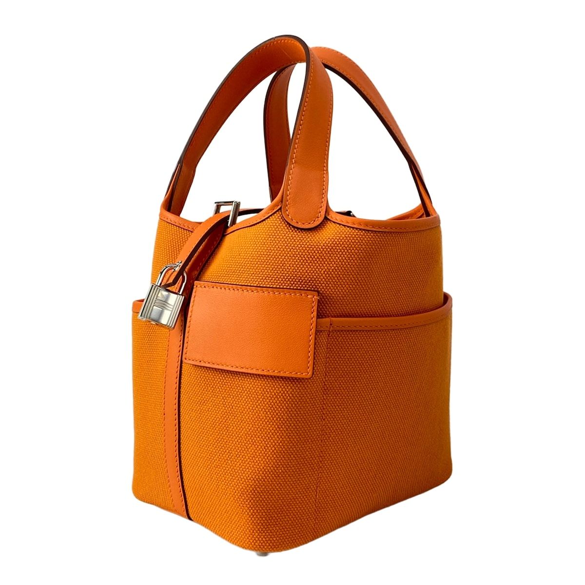 Hermes Handbag Picotin Lock Cargo PM Orange Silver