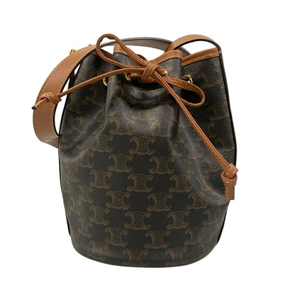 Celine Shoulder Bag Small Drawstring Triomphe Canvas