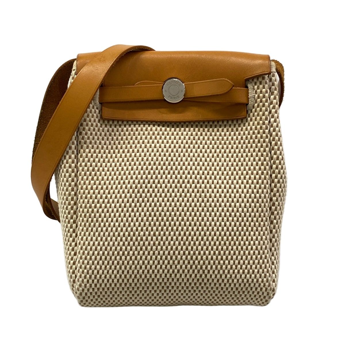 Hermes Shoulder Bag Herbag TPM Ivory Brown