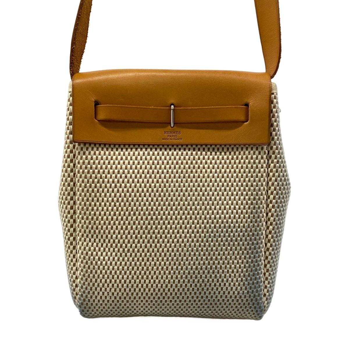 Hermes Shoulder Bag Herbag TPM Ivory Brown — view 3