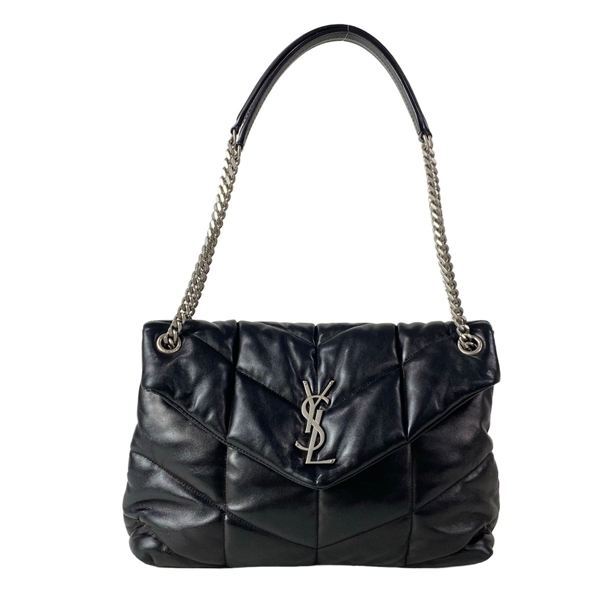 Saint Laurent Paris Shoulder Bag Loulou Puffer Medium Black Chain Leather
