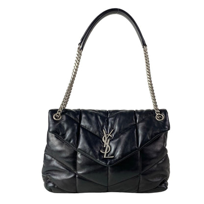 Saint Laurent Paris Shoulder Bag Loulou Puffer Medium Black Chain Leather