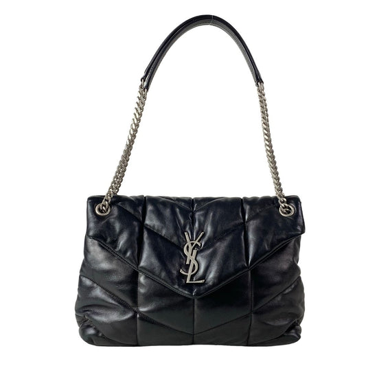 Saint Laurent Paris Shoulder Bag Loulou Puffer Medium Black Chain Leather