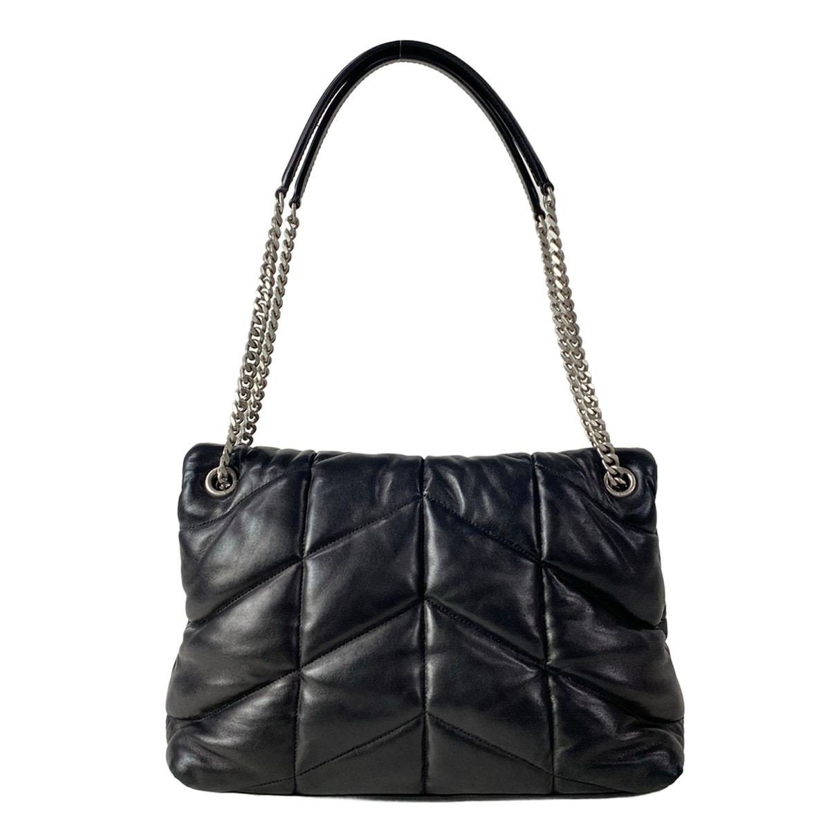 Saint Laurent Paris Shoulder Bag Loulou Puffer Medium Black Chain Leather — view 3
