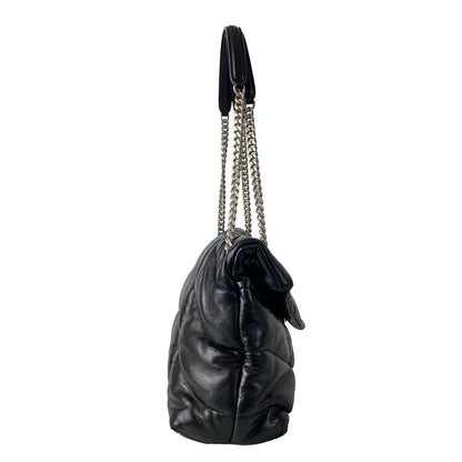 Saint Laurent Paris Shoulder Bag Loulou Puffer Medium Black Chain Leather — view 2