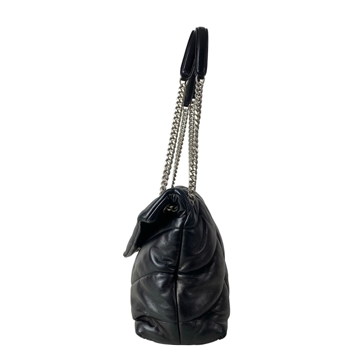 Saint Laurent Paris Shoulder Bag Loulou Puffer Medium Black Chain Leather — view 4