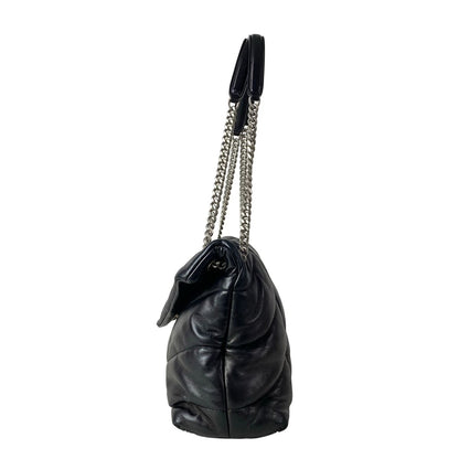 Saint Laurent Paris Shoulder Bag Loulou Puffer Medium Black Chain Leather — view 4