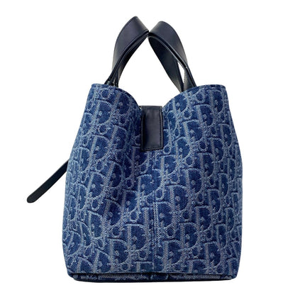 Dior Tote Bag Toujours Medium Blue Oblique Leather — view 4